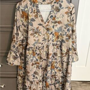 Elegant Floral Long Sleeve Dress
